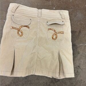 Vintage y2k 725 originals corduroy Beige Skirt with Gold Accents
